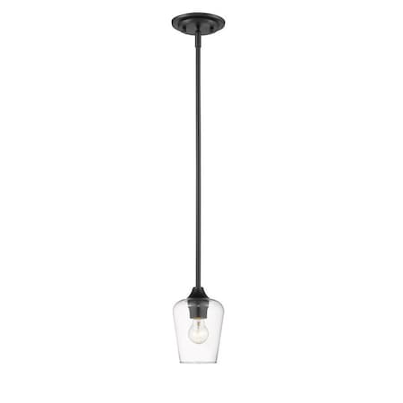 Z-Lite Joliet 1 Light Mini Pendant, Matte Black & Clear 473MP-MB